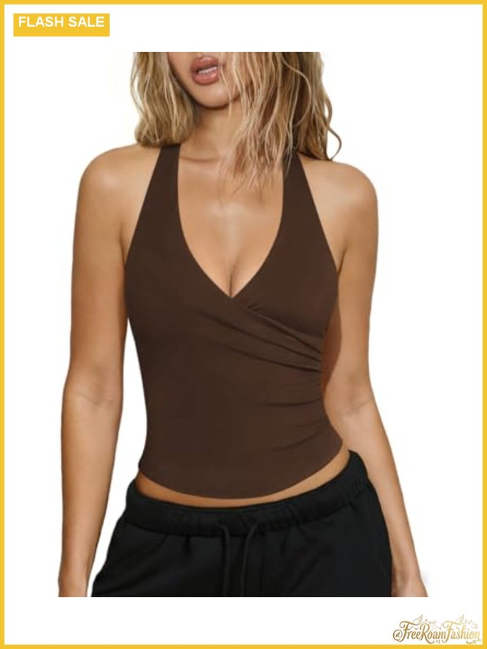 Women Racerback Tank Top V Neck Sleeveless Yoga Athletic Top